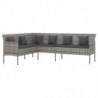 Gartensofa in L-Form mit Kissen Grau Poly Rattan