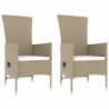 3-tlg. Garten-Lounge-Set Beige Poly Rattan & Stahl