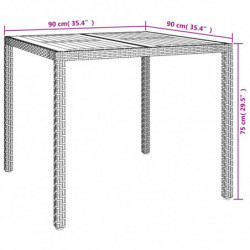 3-tlg. Garten-Essgruppe mit Kissen Grau Poly Rattan