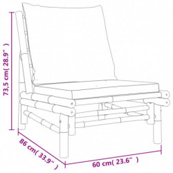 3-tlg. Garten-Lounge-Set mit Dunkelgrauen Kissen Bambus