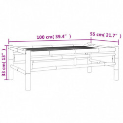 3-tlg. Garten-Lounge-Set mit Dunkelgrauen Kissen Bambus