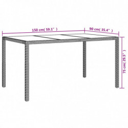 5-tlg. Garten-Essgruppe mit Kissen Schwarz Poly Rattan