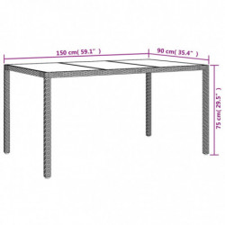 5-tlg. Garten-Essgarnitur mit Kissen Weiß Poly Rattan