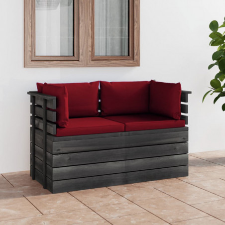 Garten-Palettensofa Toralf 2-Sitzer mit Kissen Kiefer Massivholz