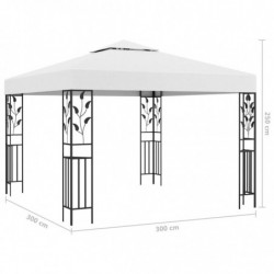 Pavillon Whitney mit LED-Lichterkette 3x3 m Weiß