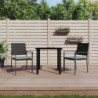 3-tlg. Garten-Essgruppe mit Kissen Poly Rattan und Stahl