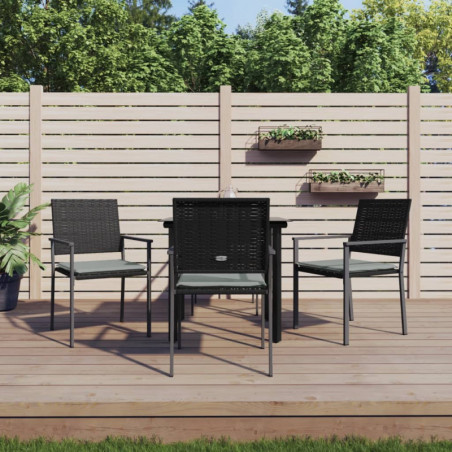 5-tlg. Garten-Essgruppe mit Kissen Poly Rattan und Stahl