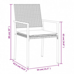 5-tlg. Garten-Essgruppe mit Kissen Poly Rattan und Stahl