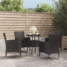 5-tlg. Garten-Bistro-Set mit Kissen Schwarz Poly Rattan