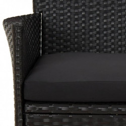 5-tlg. Garten-Bistro-Set mit Kissen Schwarz Poly Rattan