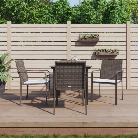 5-tlg. Garten-Essgruppe mit Kissen Poly Rattan und Stahl