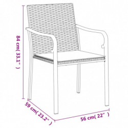 7-tlg. Garten-Essgruppe mit Kissen Poly Rattan und Stahl