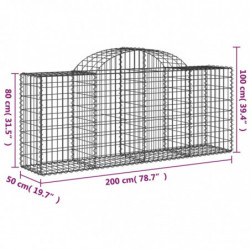 Gabionen mit Hochbogen 6 Stk. 200x50x80/100 cm Verzinktes Eisen