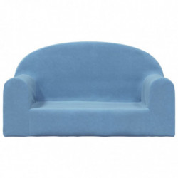 Kindersofa 2-Sitzer Blau Weich Plüsch