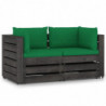 2-Sitzer-Gartensofa Ares mit Kissen Grau Imprägniertes Holz