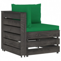 2-Sitzer-Gartensofa Ares mit Kissen Grau Imprägniertes Holz