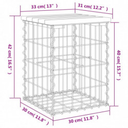 Gartenbank aus Gabionen 33x31x42 cm Kiefernholz Imprägniert