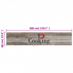 Küchenteppich Waschbar Cooking Grau 60x300 cm Samt