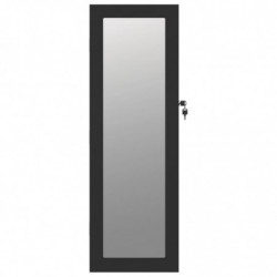 Schmuckschrank mit Spiegel Wandmontage Schwarz 30x8,5x90 cm