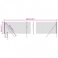 Maschendrahtzaun Anthrazit 0,8x10 m Verzinkter Stahl