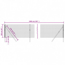 Maschendrahtzaun Anthrazit 1x10 m Verzinkter Stahl