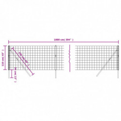 Maschendrahtzaun Anthrazit 1,1x10 m Verzinkter Stahl