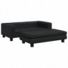 Kindersofa mit Hocker Schwarz 100x50x30 cm Kunstleder