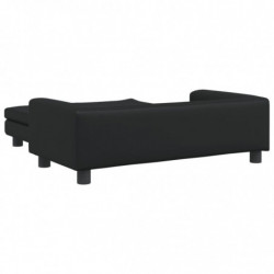 Kindersofa mit Hocker Schwarz 100x50x30 cm Kunstleder