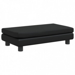 Kindersofa mit Hocker Schwarz 100x50x30 cm Kunstleder