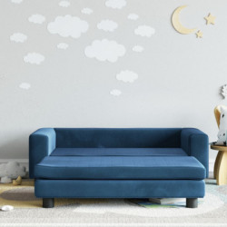 Kindersofa mit Hocker Blau 100x50x30 cm Samt