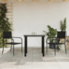 3-tlg. Garten-Essgruppe Schwarz Poly Rattan und Stahl