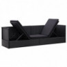 Gartensofa mit Auflage und Kissen Poly Rattan Schwarz