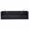 Gartensofa mit Auflage und Kissen Poly Rattan Schwarz