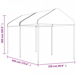 Pavillon mit Dach Weiß 4,46x2,28x2,69 m Polyethylen