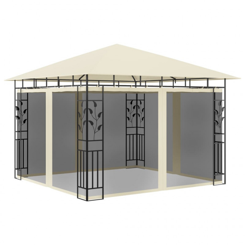 Pavillon Widolf mit Moskitonetz 3x3x2,73 m Creme 180 g/m²