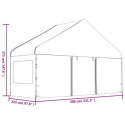 Pavillon mit Dach Weiß 5,88x2,23x3,75 m Polyethylen