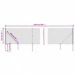 Maschendrahtzaun mit Bodenhülsen Grün 1,1x25 m