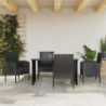 5-tlg. Garten-Essgruppe Schwarz Poly Rattan und Stahl