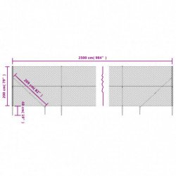 Maschendrahtzaun mit Bodenhülsen Silbern 2x25 m