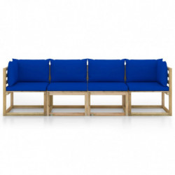 4-Sitzer-Gartensofa Enrique mit Blauen Kissen