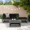 4-tlg. Garten-Lounge-Set mit Kissen Grau Massivholz