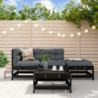 4-tlg. Garten-Lounge-Set mit Kissen Schwarz Massivholz