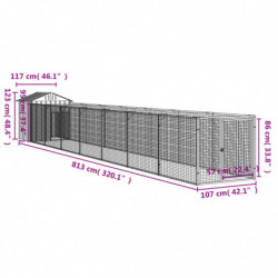 Hundehütte mit Dach Hellgrau 117x813x123 cm Verzinkter Stahl