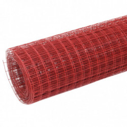 Drahtzaun Stahl mit PVC-Beschichtung 10x0,5 m Rot