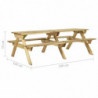 Picknicktisch mit Bänken 220x122x72 cm Kiefernholz Imprägniert