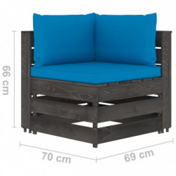 2-Sitzer-Gartensofa Aris mit Kissen Grau Imprägniertes Holz