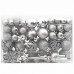 111-tlg. Weihnachtskugel-Set Silbern Polystyrol