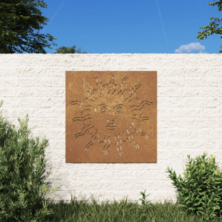 Garten-Wanddeko 55x55 cm Cortenstahl Sonne-Design