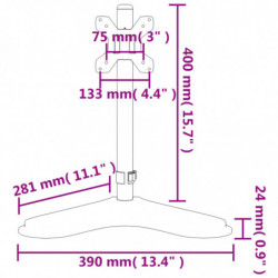 Monitorhalterung Schwarz Stahl VESA 75/100 mm