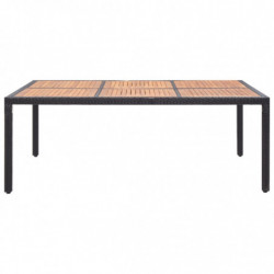 Gartentisch Schwarz 200x150x74cm Poly Rattan Akazie Massivholz